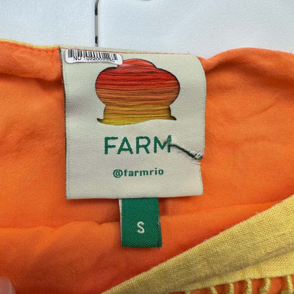 FARM Rio Rainbow Mixed Print Tiered Puff Sleeve Crop Top, small - Picture 2 of 6